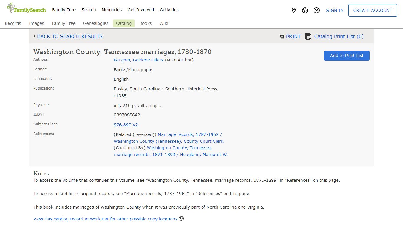 Washington County, Tennessee marriages, 1780-1870