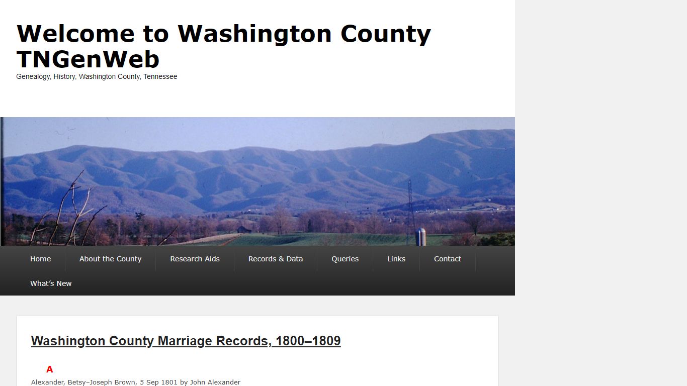 Washington County Marriage Records, 1800–1809 - TNGenWeb